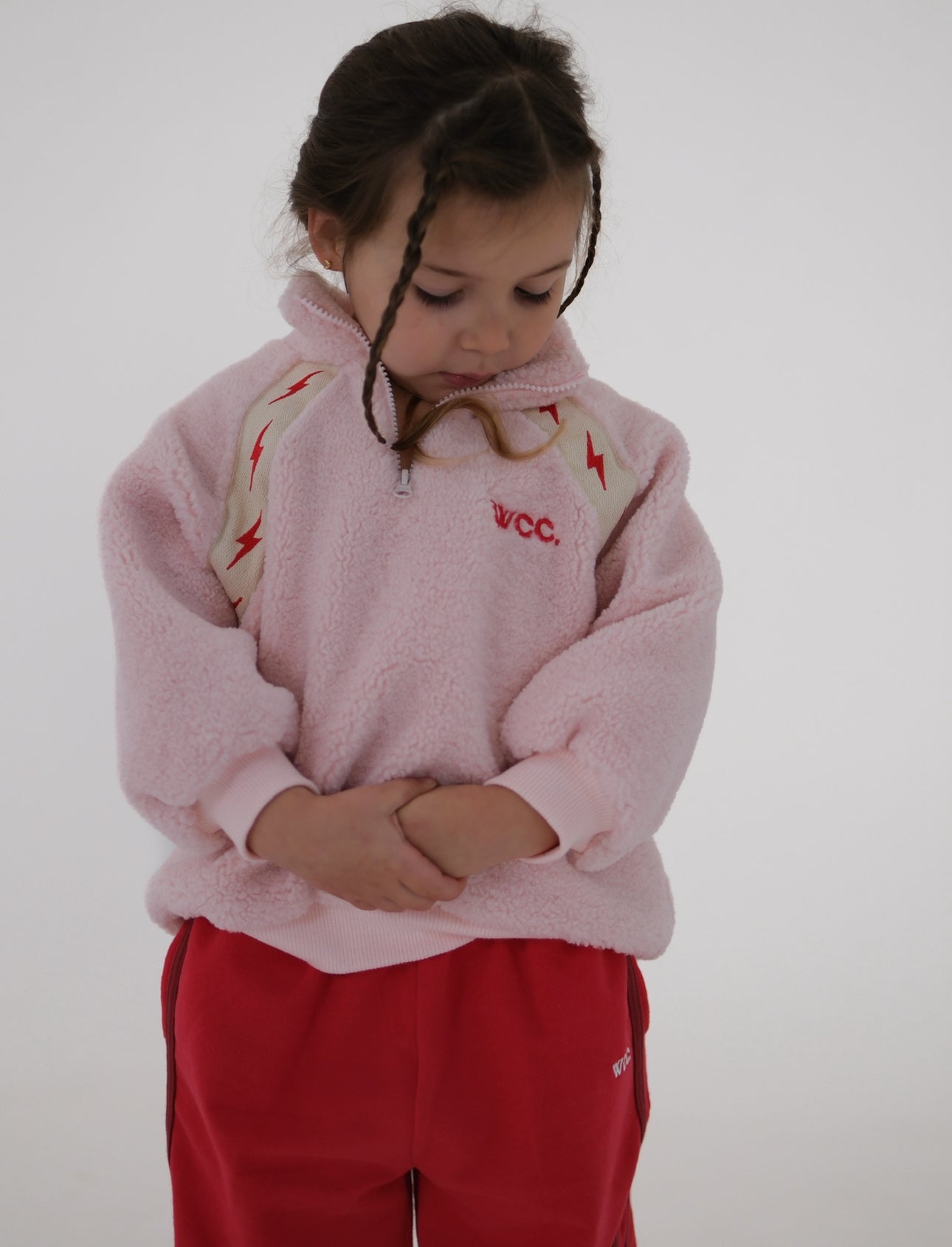 pink sherpa bolt jumper