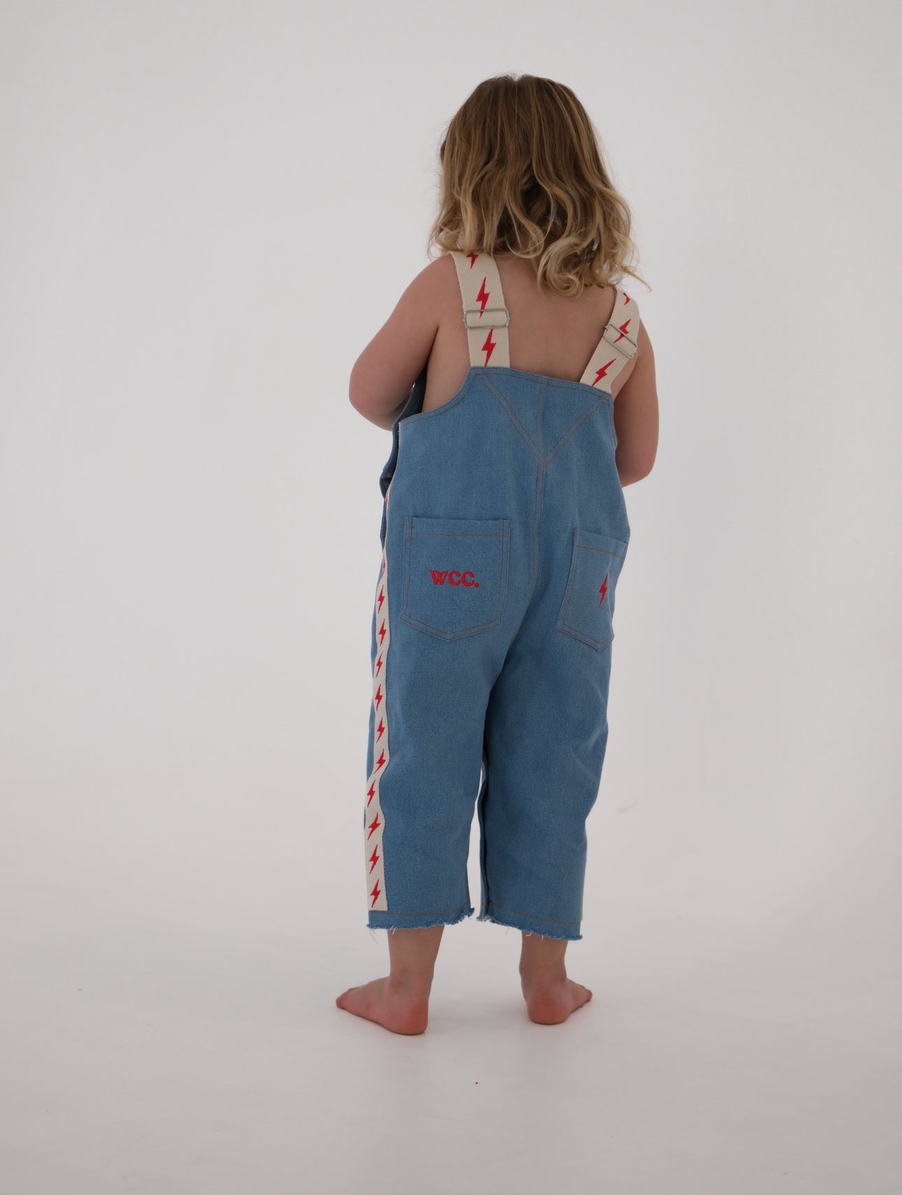 lightning bolt denim overall