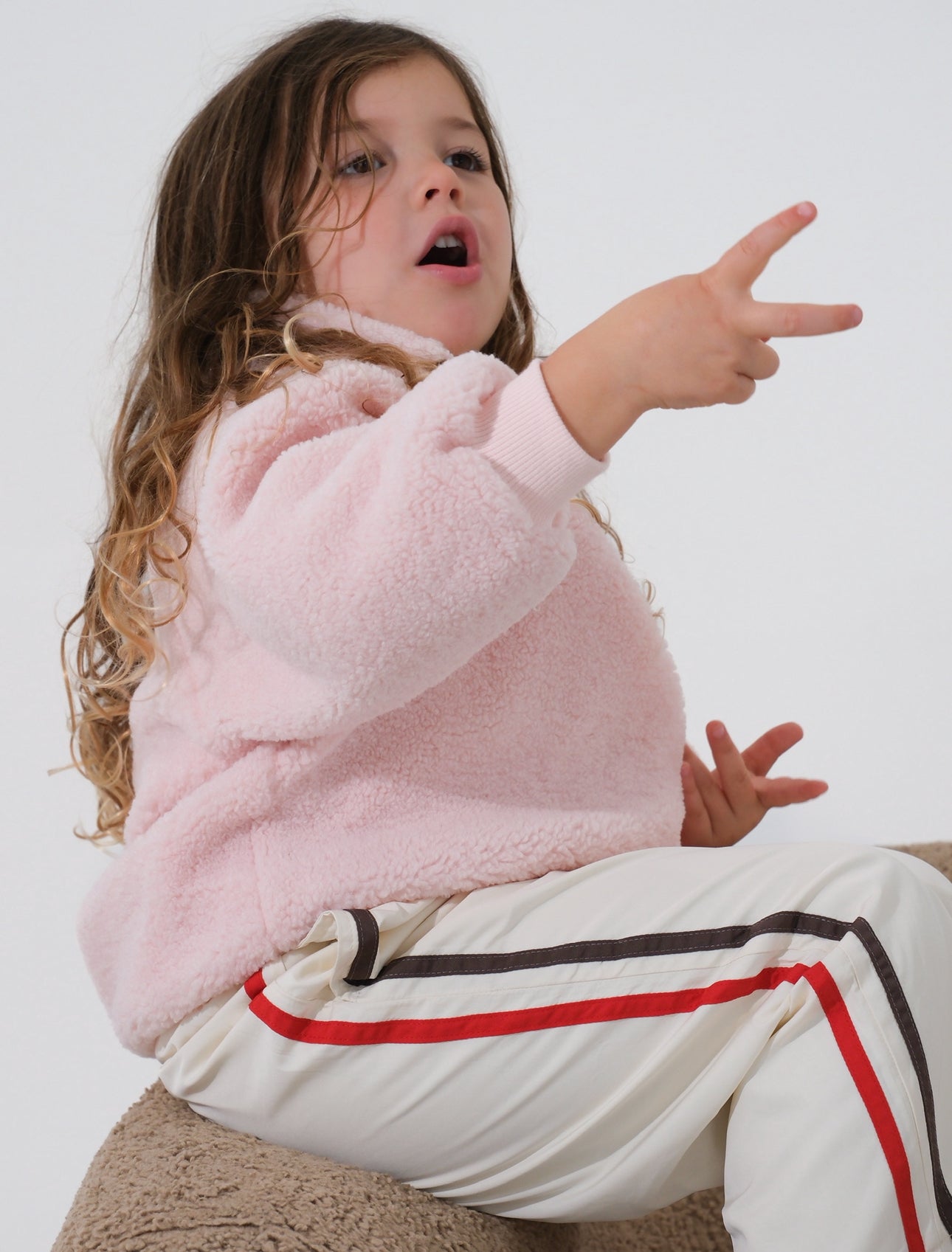 pink sherpa bolt jumper