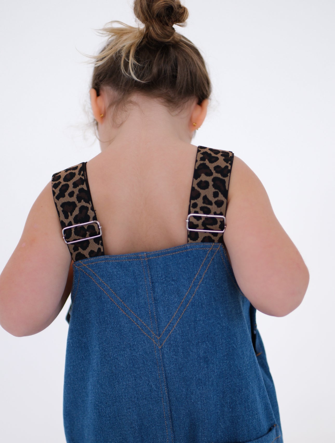 leopard denim overall