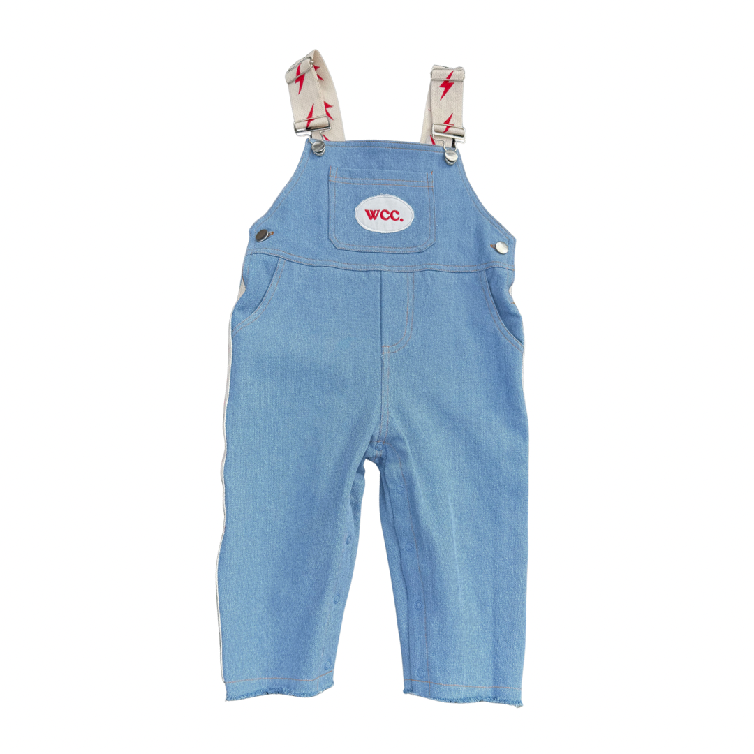 lightning bolt denim overall
