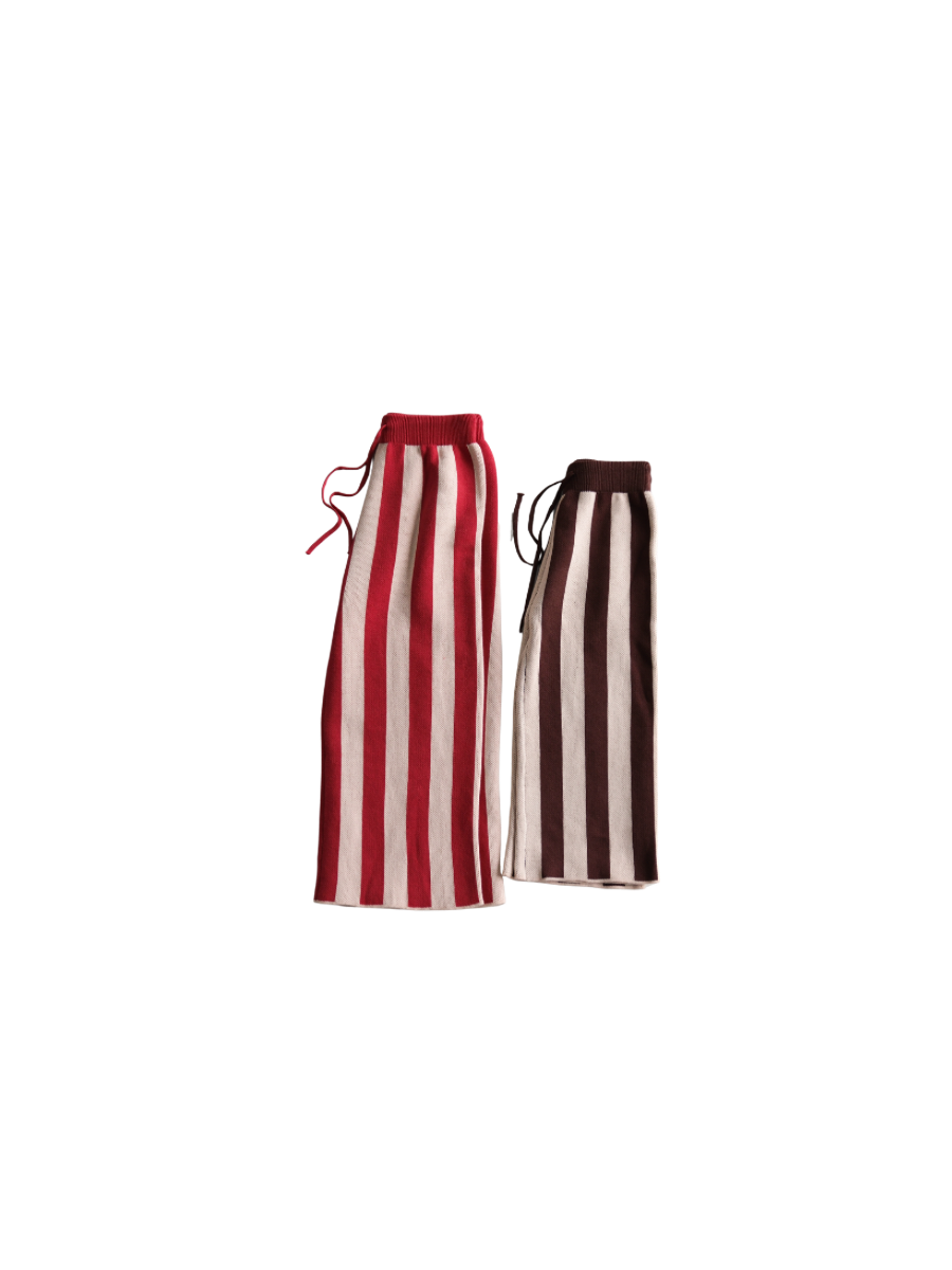 stripe knit pant choc brown