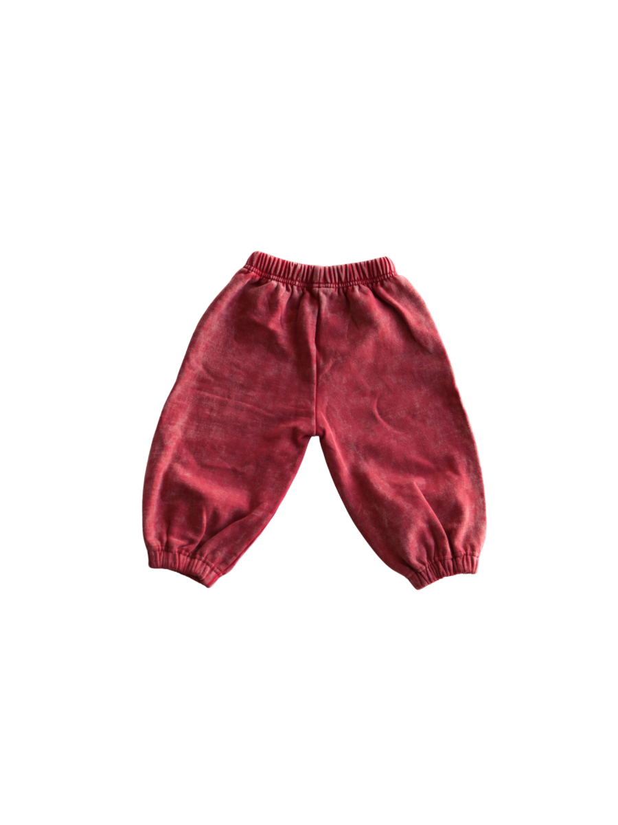 red stormy acid wash pant