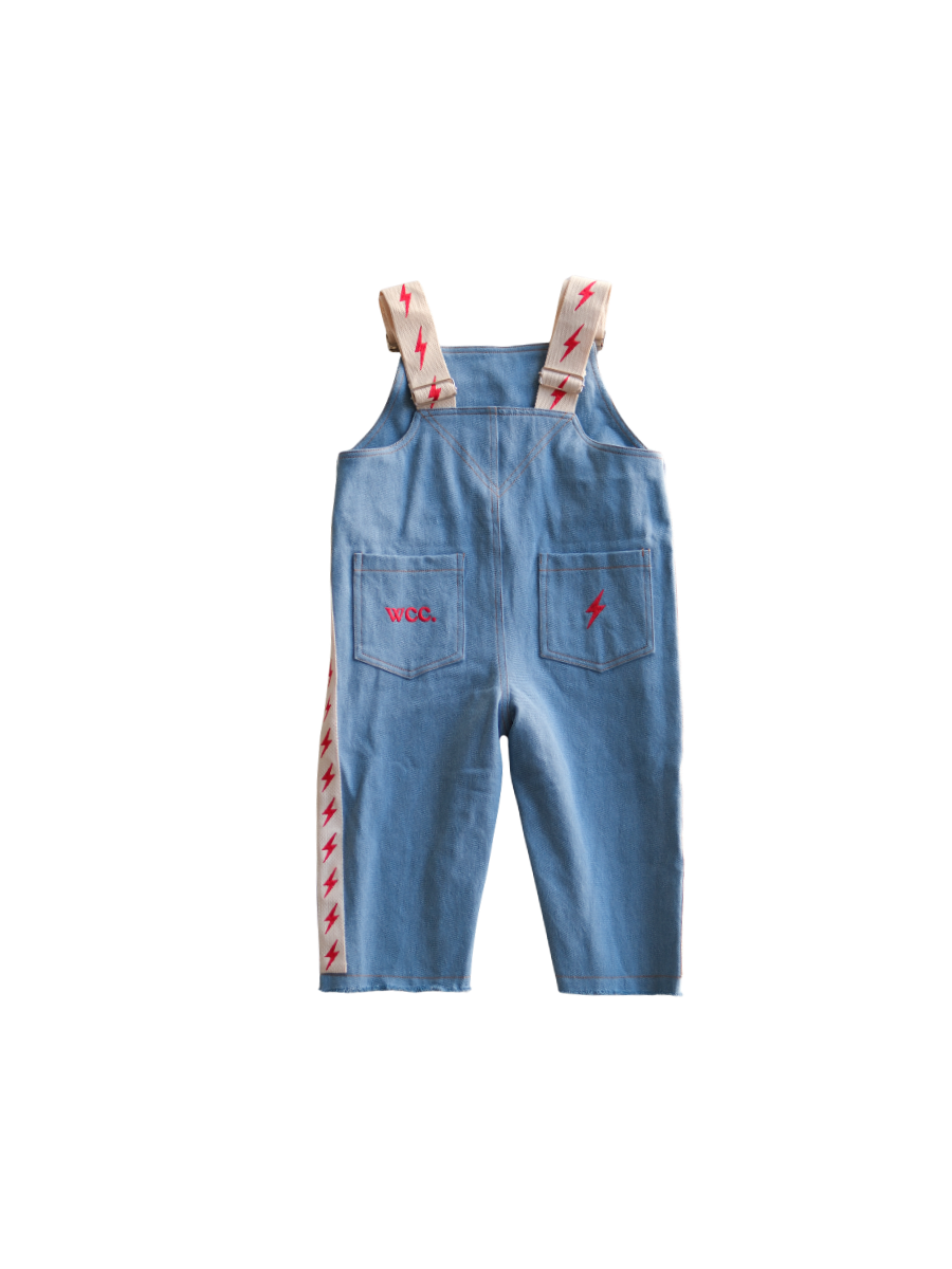 lightning bolt denim overall