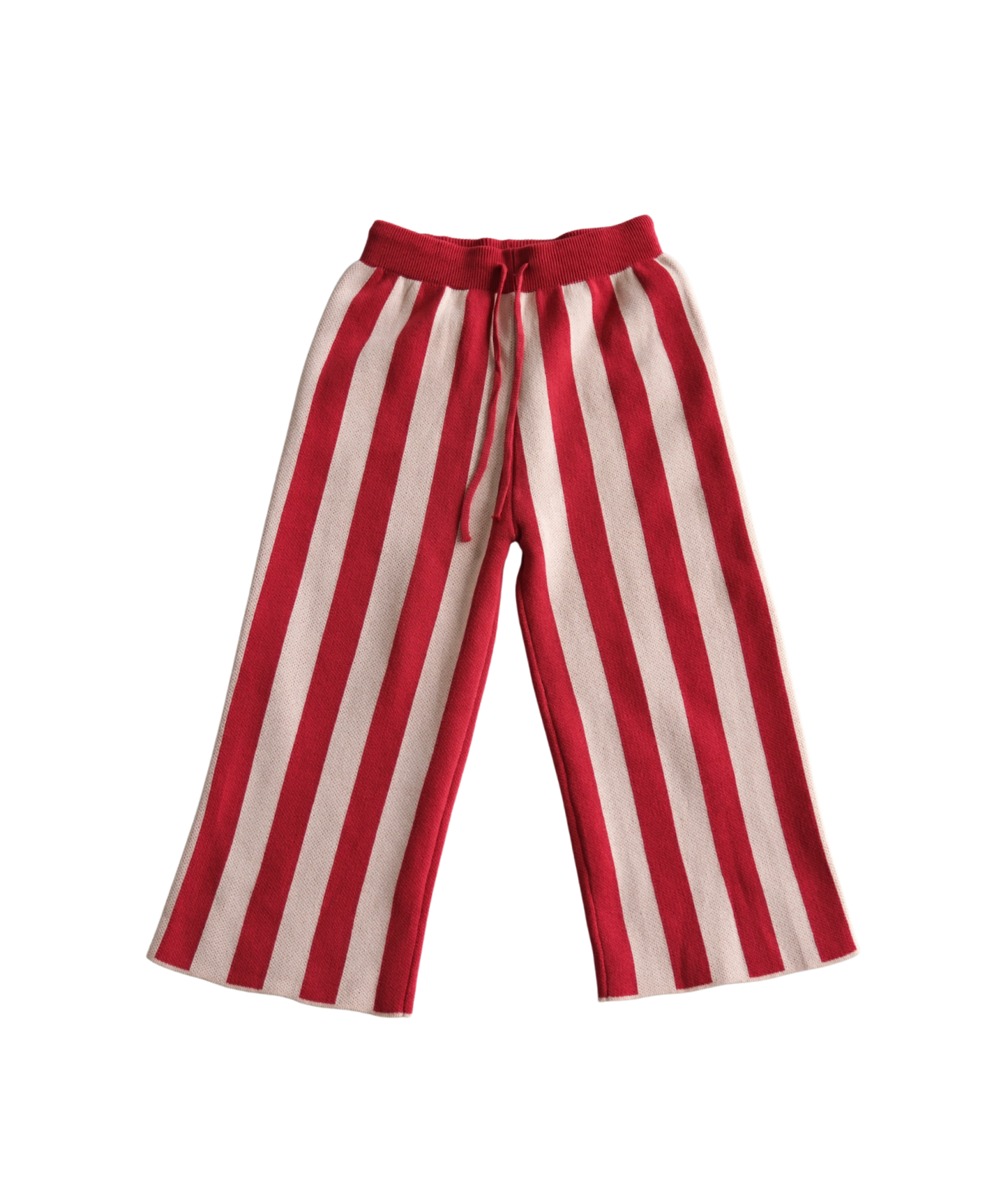 stripe knit pant red