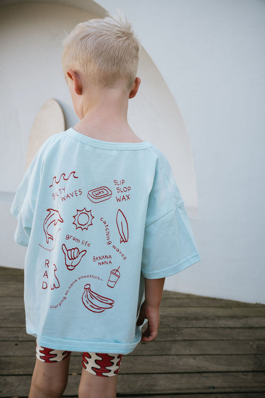 wave surf club oversized tee