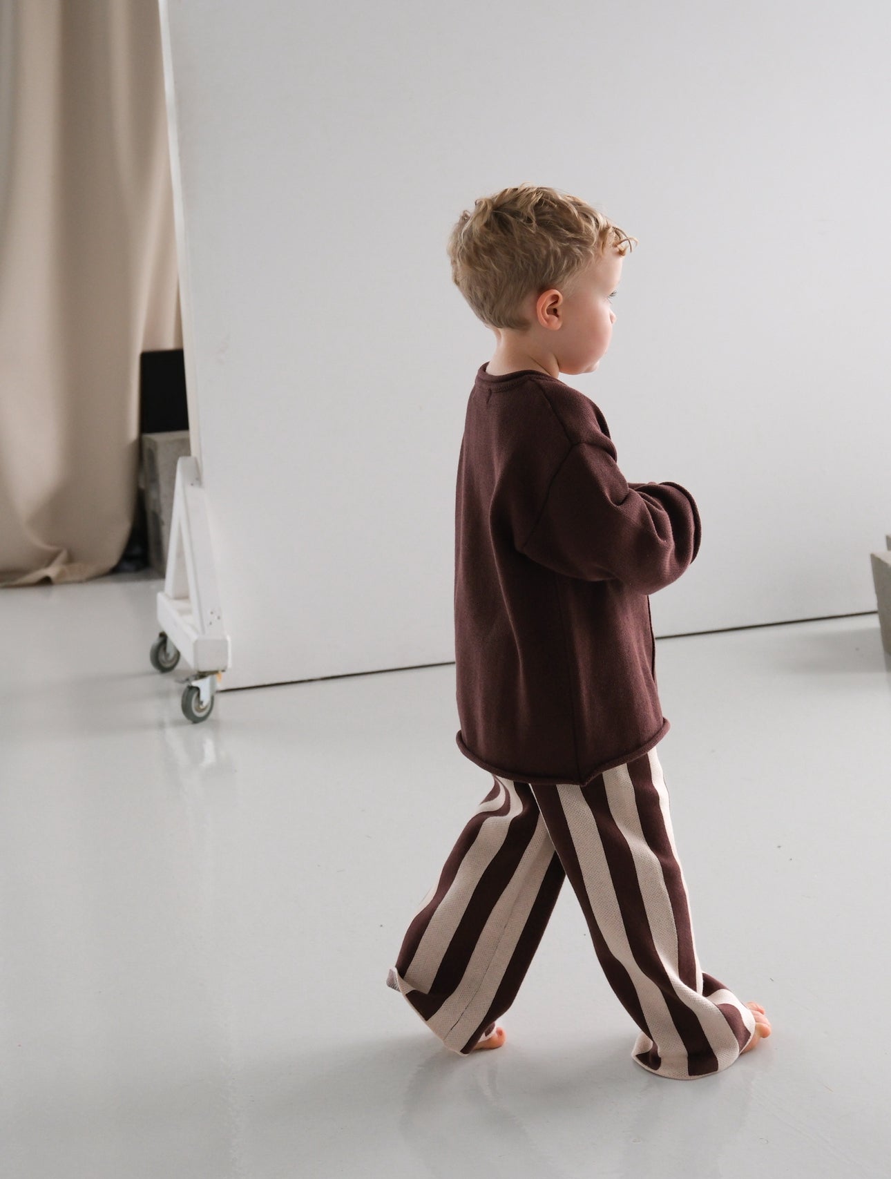 stripe knit pant choc brown