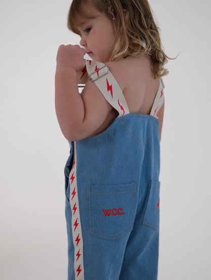 lightning bolt denim overall