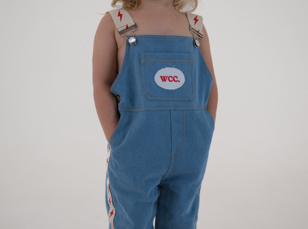 lightning bolt denim overall