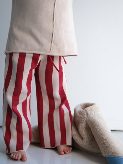 stripe knit pant red