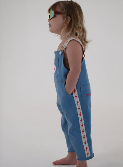lightning bolt denim overall