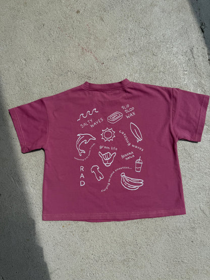 mauve wave surf club tee