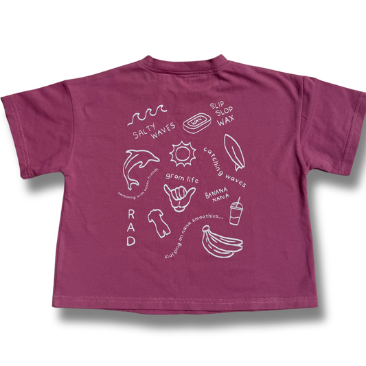 mauve wave surf club tee