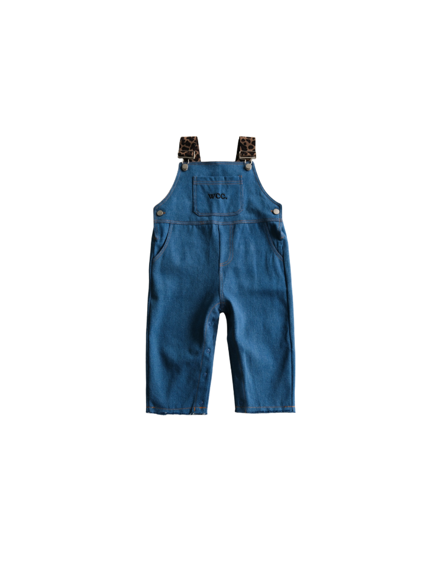 leopard denim overall