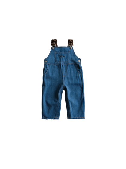 leopard denim overall