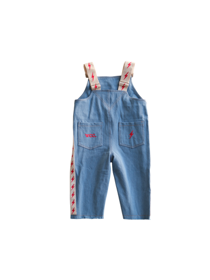 lightning bolt denim overall