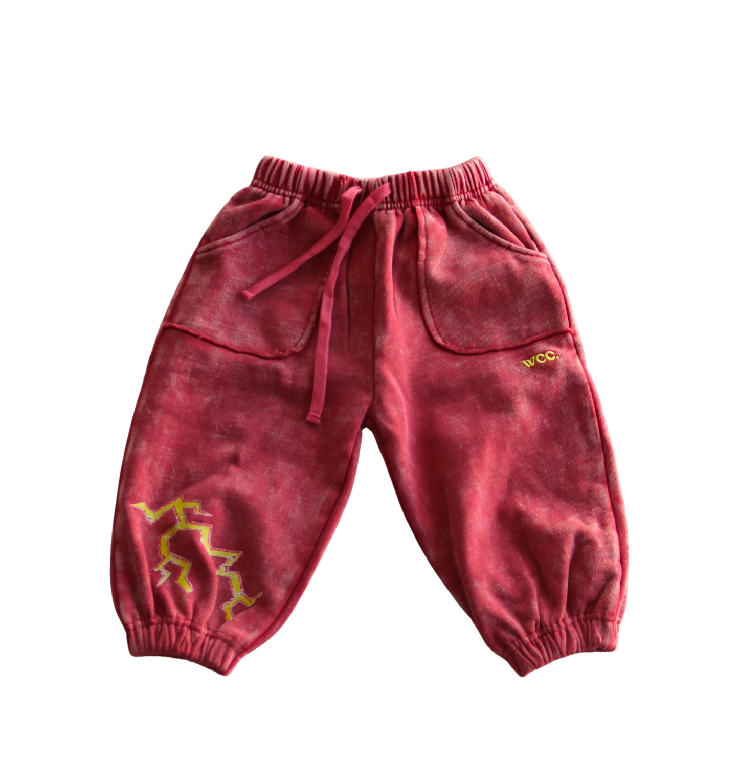 red stormy acid wash pant