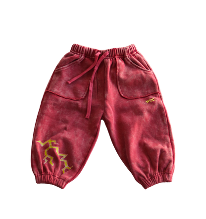 red stormy acid wash pant