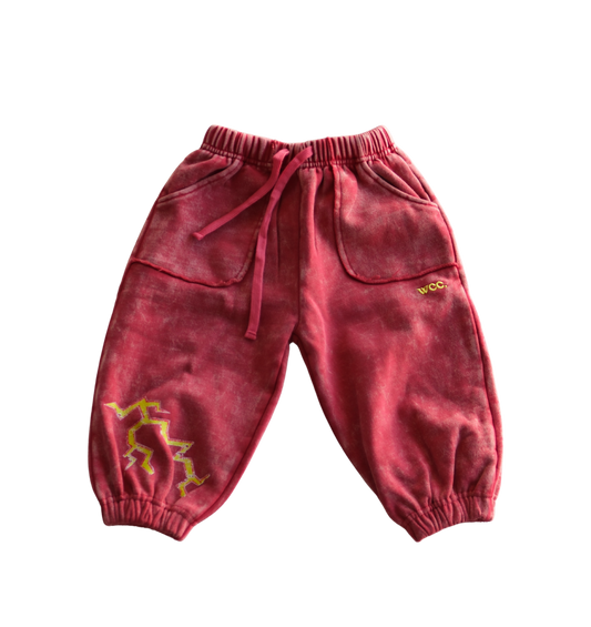 red stormy acid wash pant