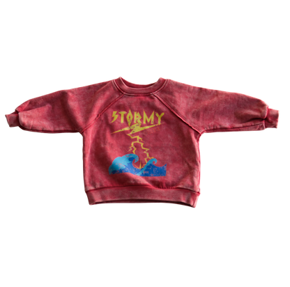 red stormy acid wash jumper