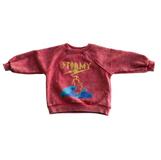 red stormy acid wash jumper