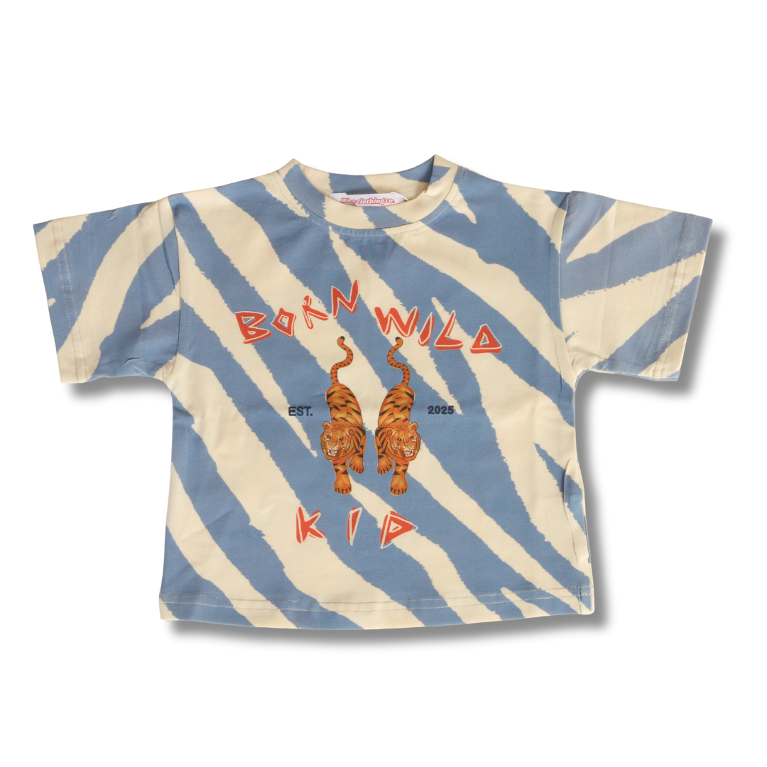 born wild kid - blue tee