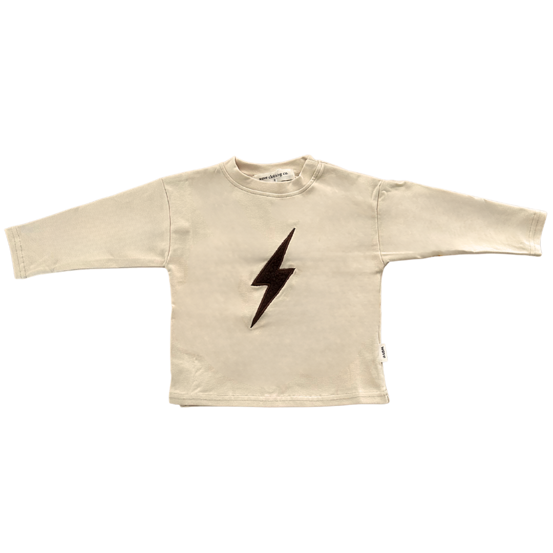 lightning bolt long sleeve tee - beige