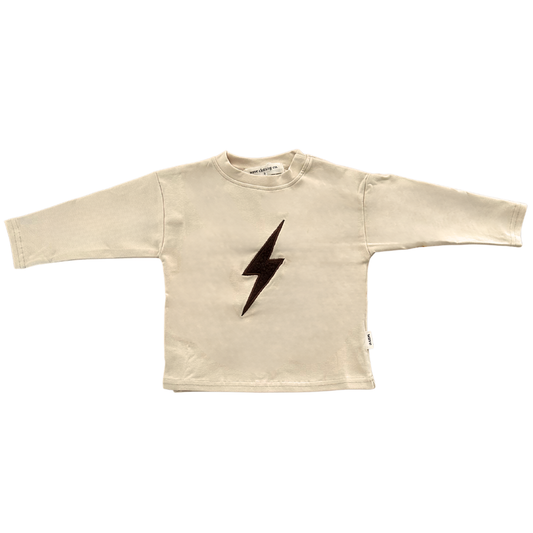 lightning bolt long sleeve tee - beige