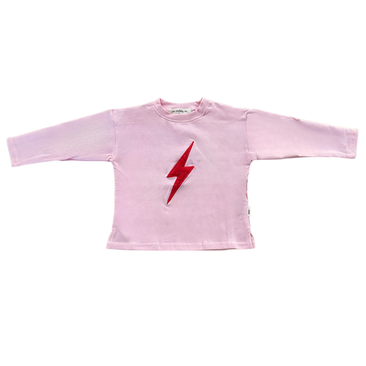 lightning bolt long sleeve tee - pink