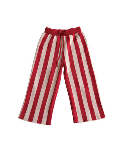 stripe knit pant red